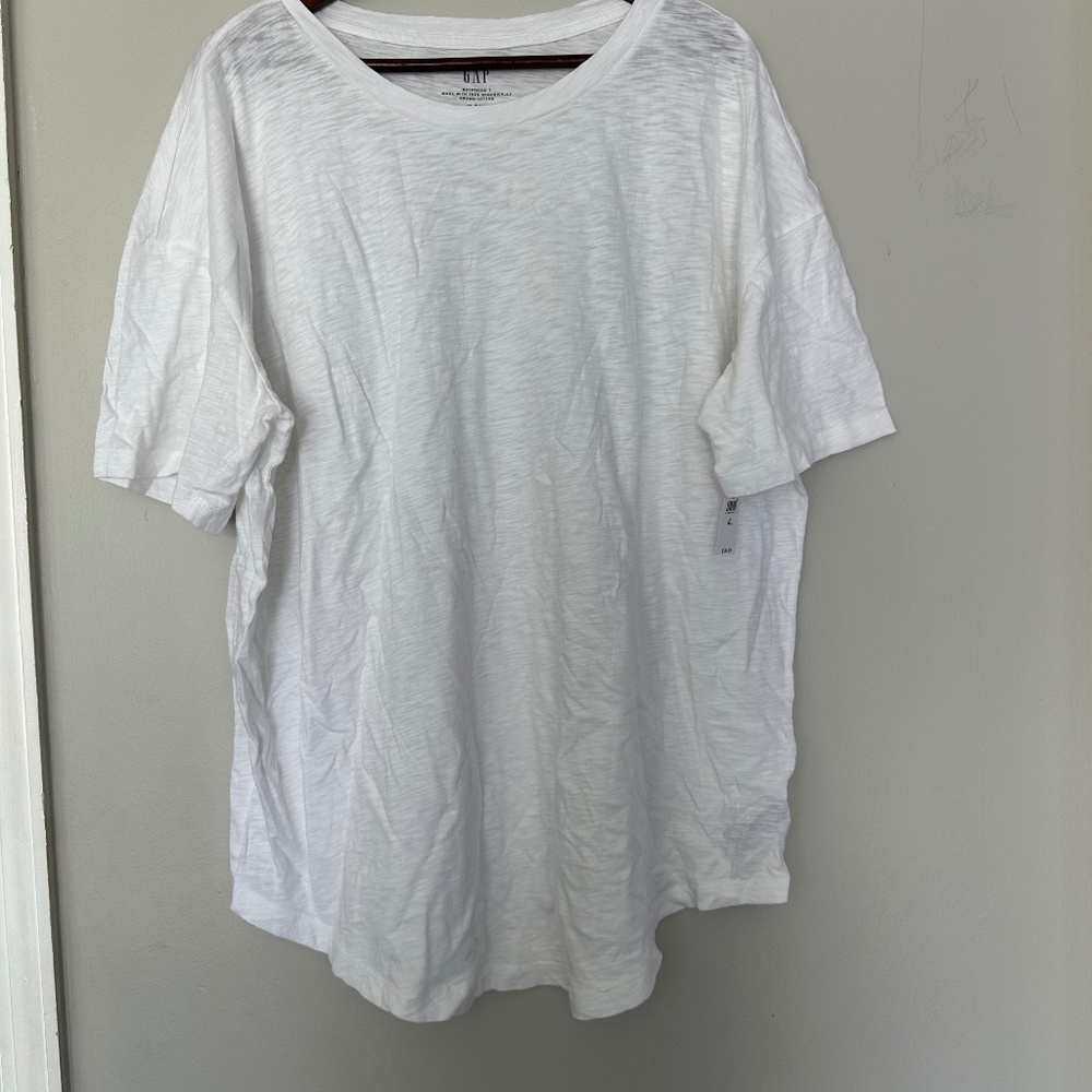NWT GAP White Boyfriend Style Oversized Cotton Tee XL Tall